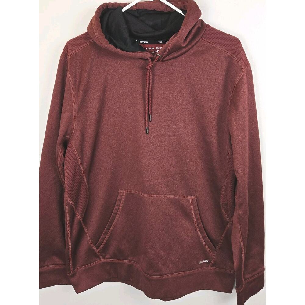 TEK GEAR Dry TEK Performance Fleece Pullover Hoodie Red Black Size MED GORPCORE